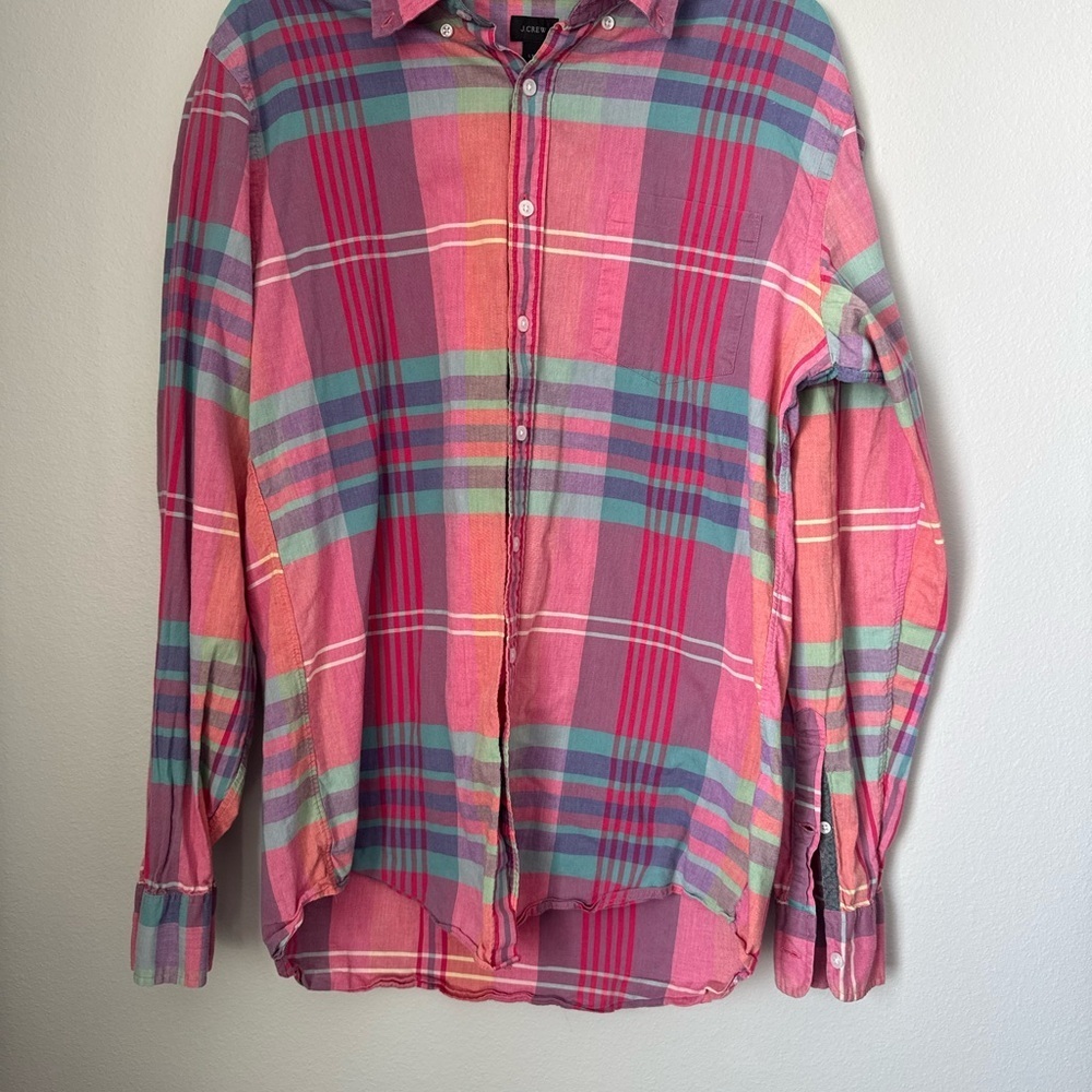 J Crew Cotton Colorful Plaid Button-Up Shirt